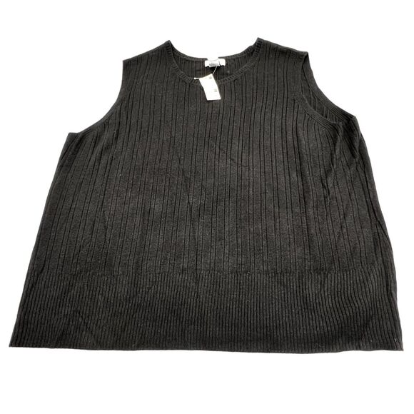 Avenue Women's Size 26/28 Black Sleeveless Sweater Plus Size 100% Acrylic NWT - Picture 1 of 10